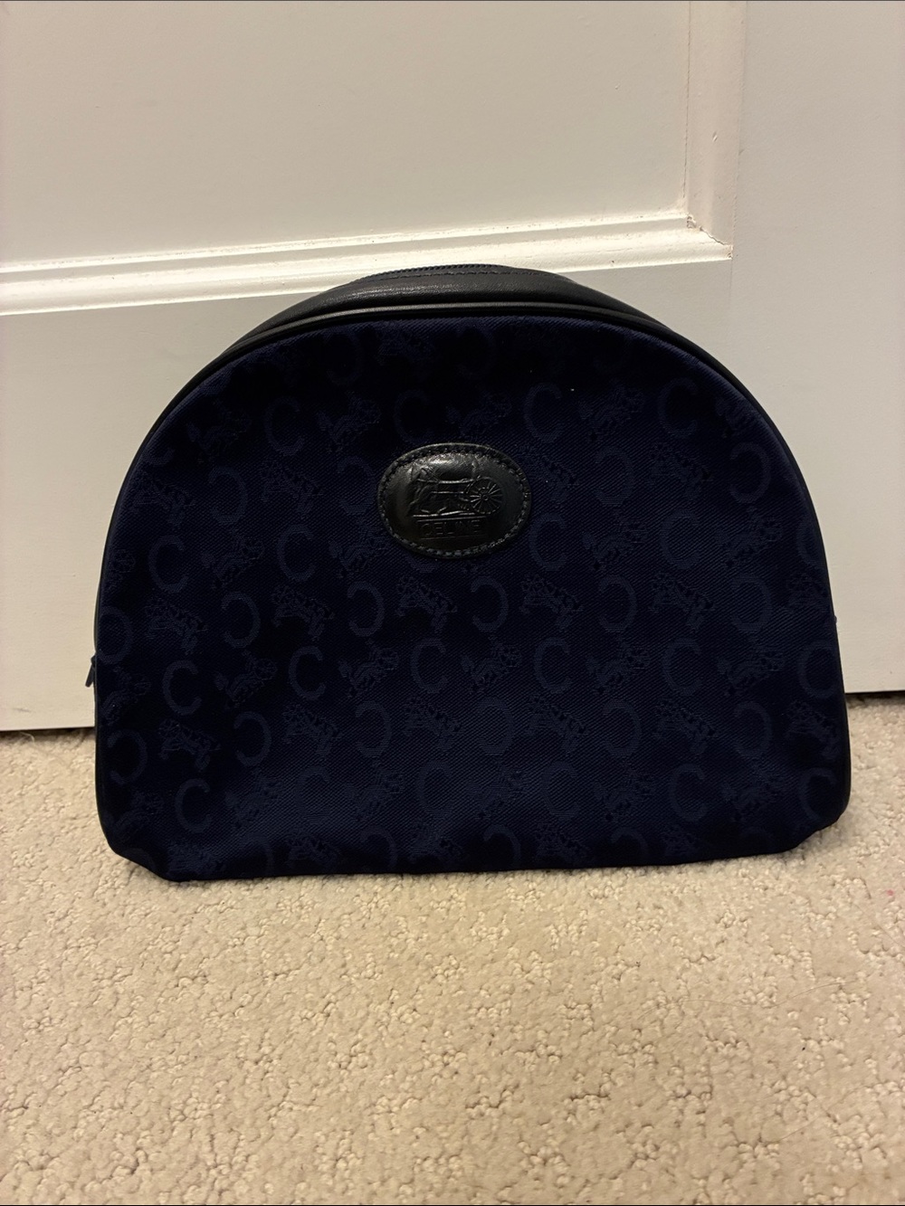 Vintage Celine Navy C Macadam Sulky Monogram Cosmetic Pouch Clutch 👝